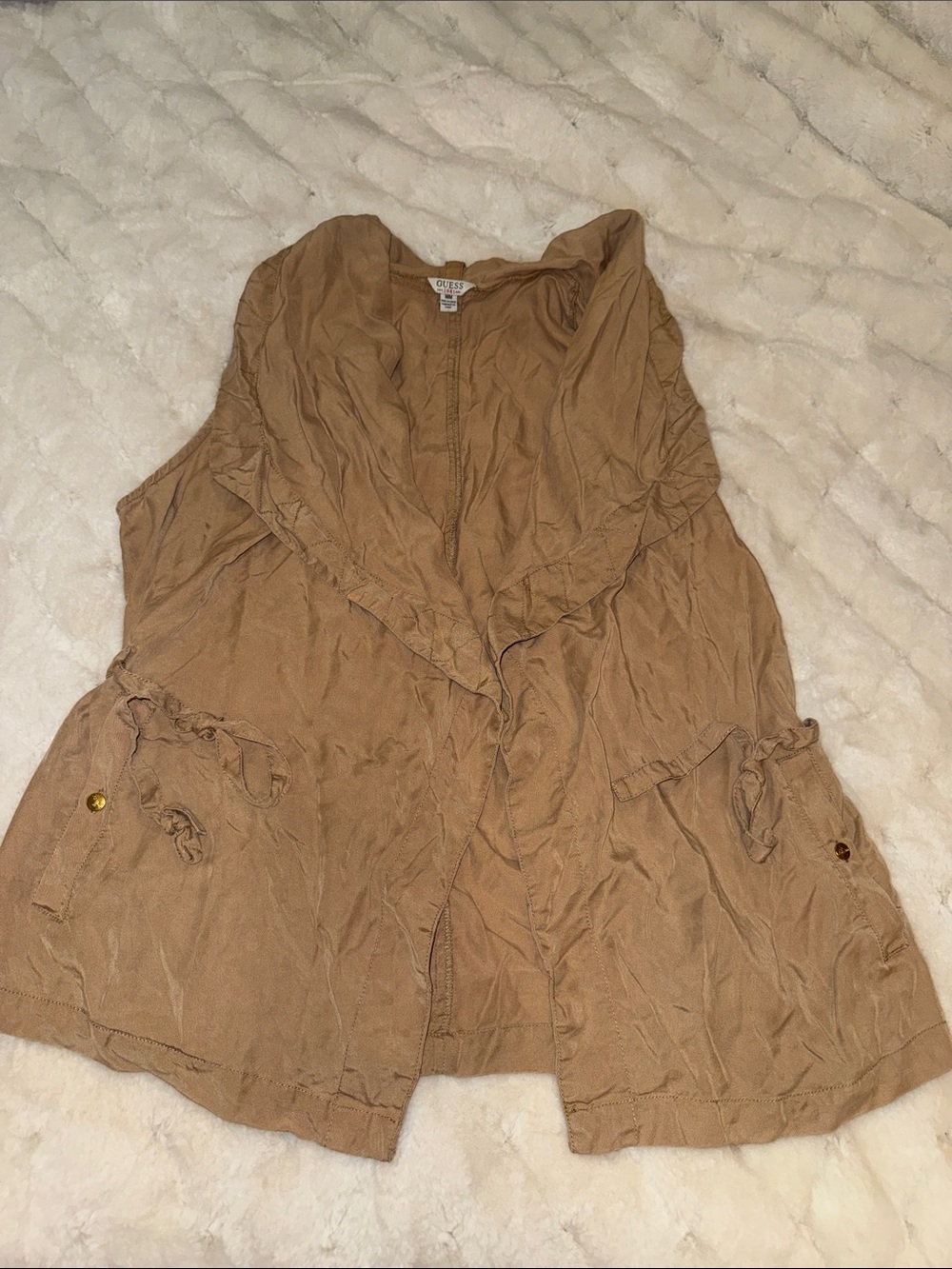 Guess Women's Tan Vest with Front Pockets